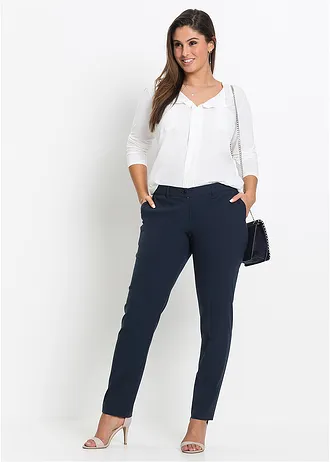 Pantalon de tailleur, taille courte, Couleur: bleu foncé