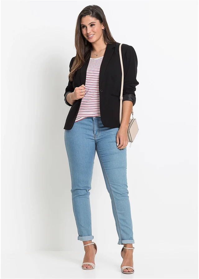 Blazer à poches passepoilées, Couleur: noir