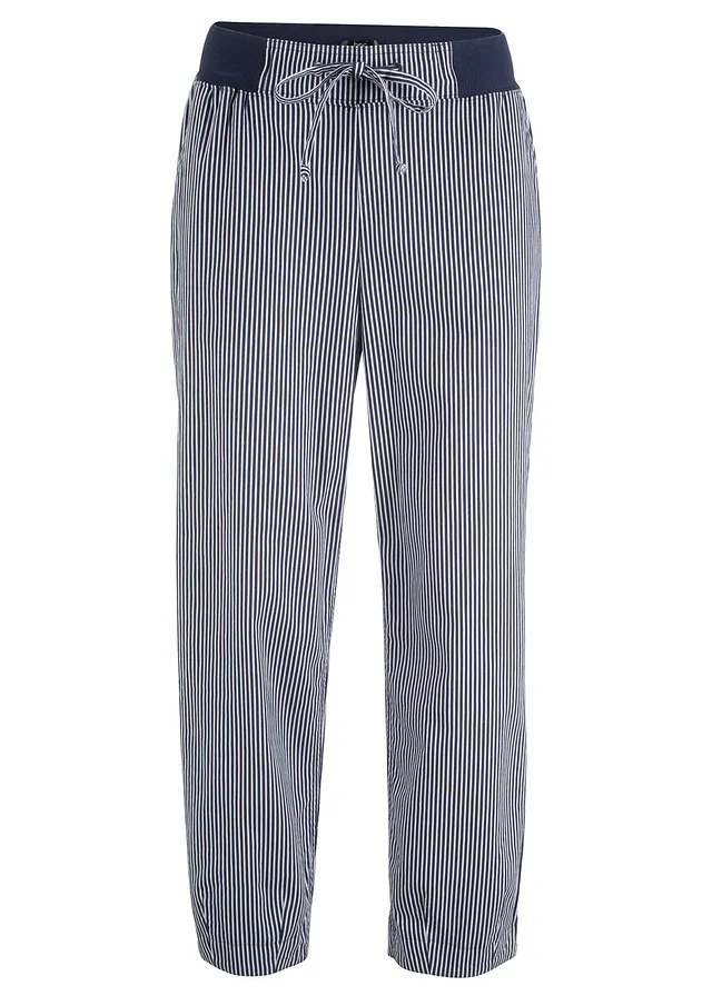 7/8-os nadrág lenvászonnal • sötétkék/fehér csíkos • bonprix áruház