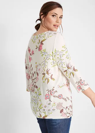Shirt met bloemenprint, Kleur: wolwit gebloemd