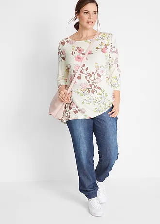 Shirt met bloemenprint, Kleur: wolwit gebloemd