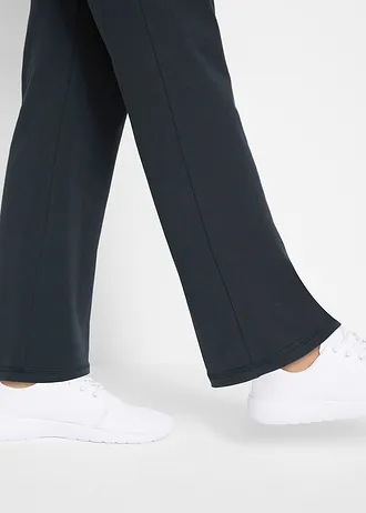 Sportovní bavlněné kalhoty se strečem, Bootcut • černo-hořcově modrá • bonprix obchod