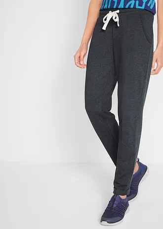 Sweatpants met strikkoordjes, regular • zwart mêlee • bonprix online shop