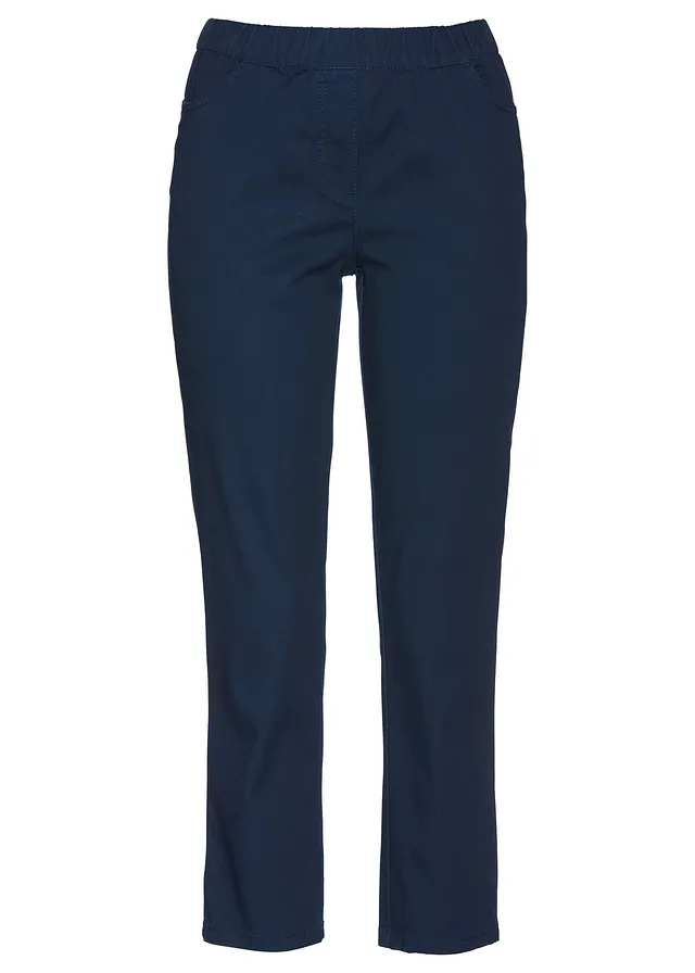 Pantaloni 7/8 cu talie elastică, cu stretch
