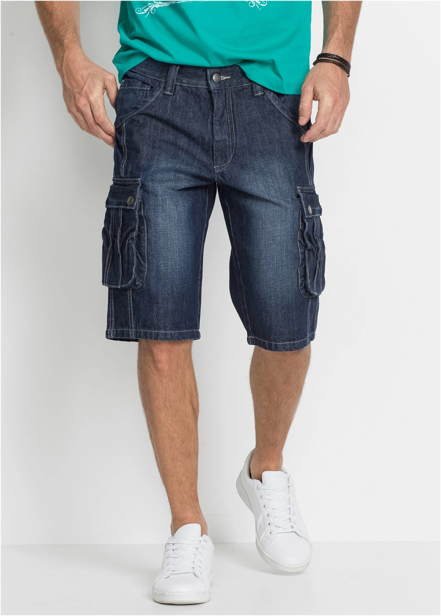 Cargo džínové bermudy, Regular Fit • nočně modrý denim • bonprix obchod