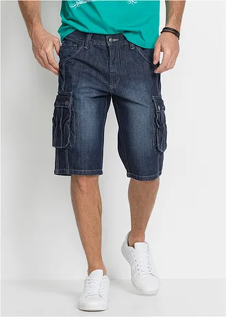 Cargo džínové bermudy, Regular Fit • nočně modrý denim • bonprix obchod