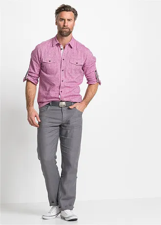 Lněné kalhoty Regular Fit, Straight • kouřově šedá • bonprix obchod