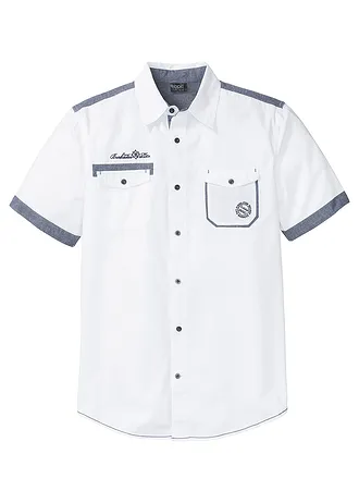 Chemise manches courtes 100% coton, Couleur: blanc