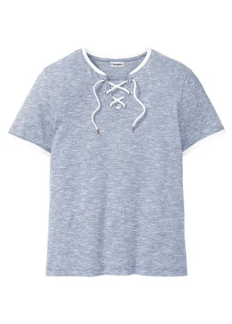 Tricou cu șnur la decolteu din bumbac organic