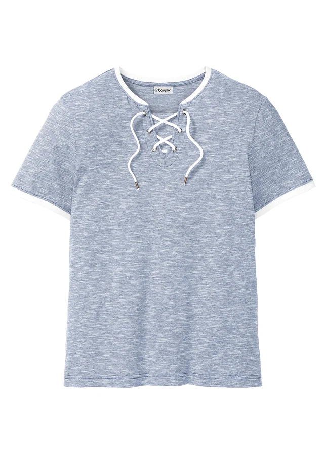 T-shirt met vetersluiting van biologisch katoen