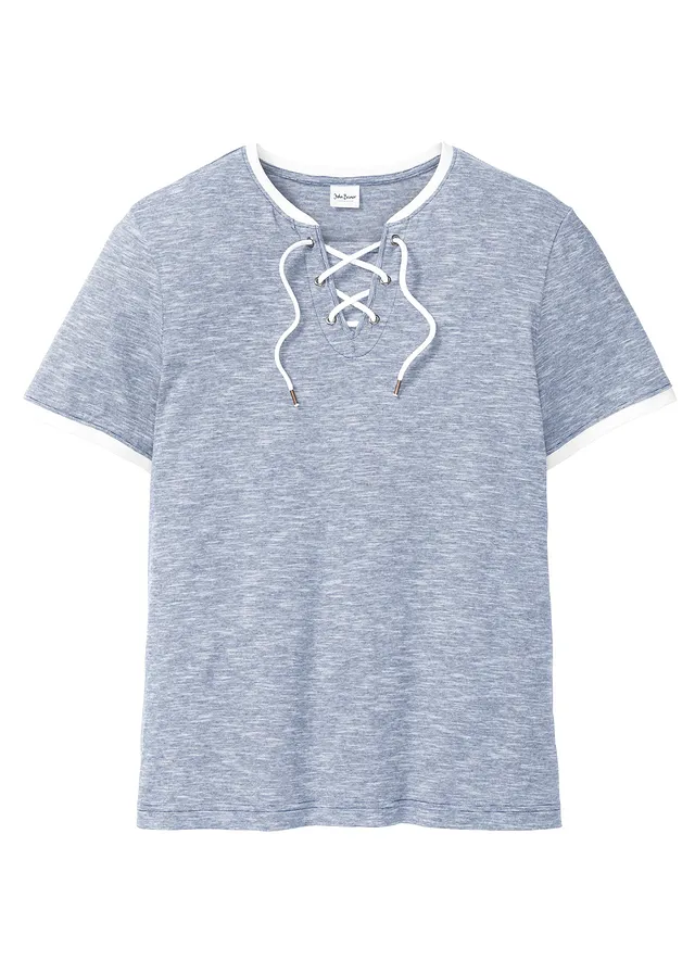 Tricou cu șnur la decolteu, bumbac bio
