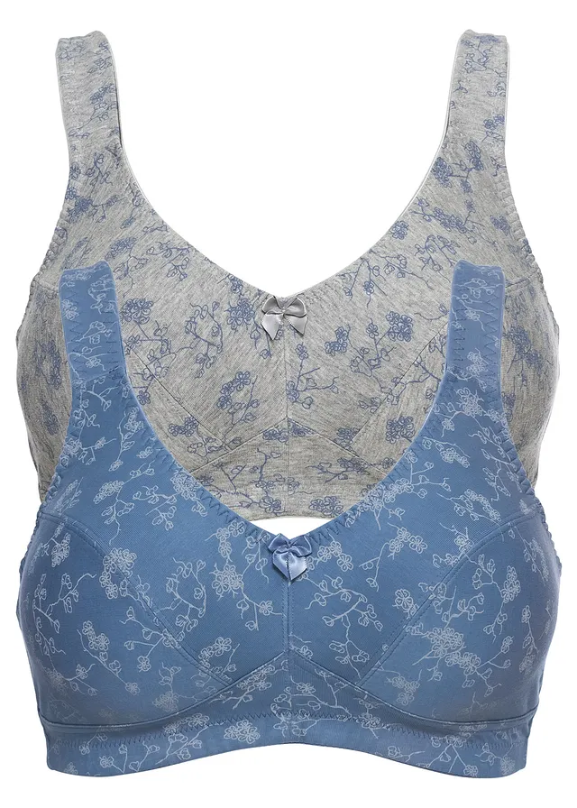 Sutien fără armătură cu bumbac organic moale (set/2 buc.)