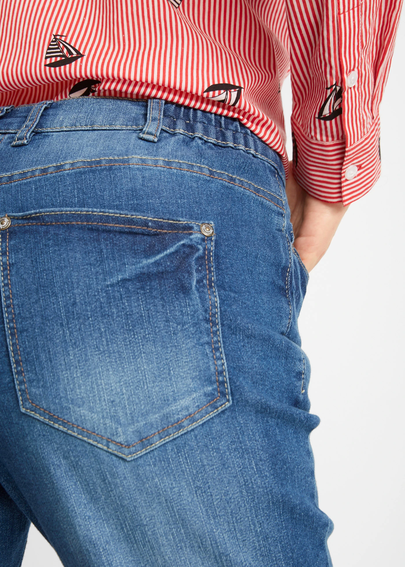 Strečové džínové bermudy se založeným lemem • modrý denim • bonprix obchod