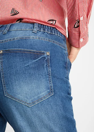 Bermude de blugi cu tiv întors, Mid Waist • albastru denim • magazin bonprix
