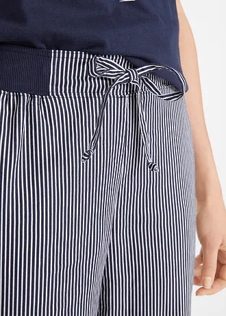 7/8 kalhoty s podílem lnu • tmavě modro-bílá s proužky • bonprix obchod
