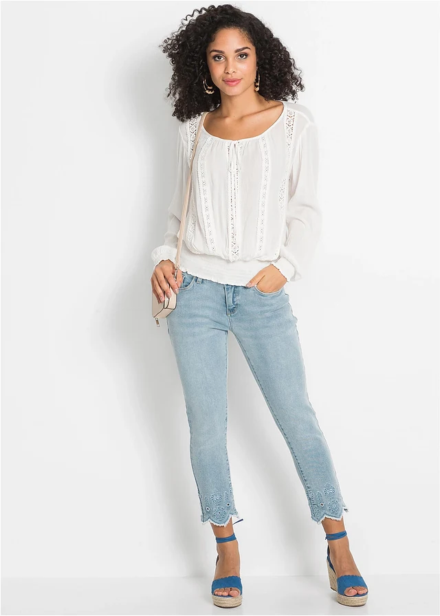 Blouse en viscose douce, Couleur: écru