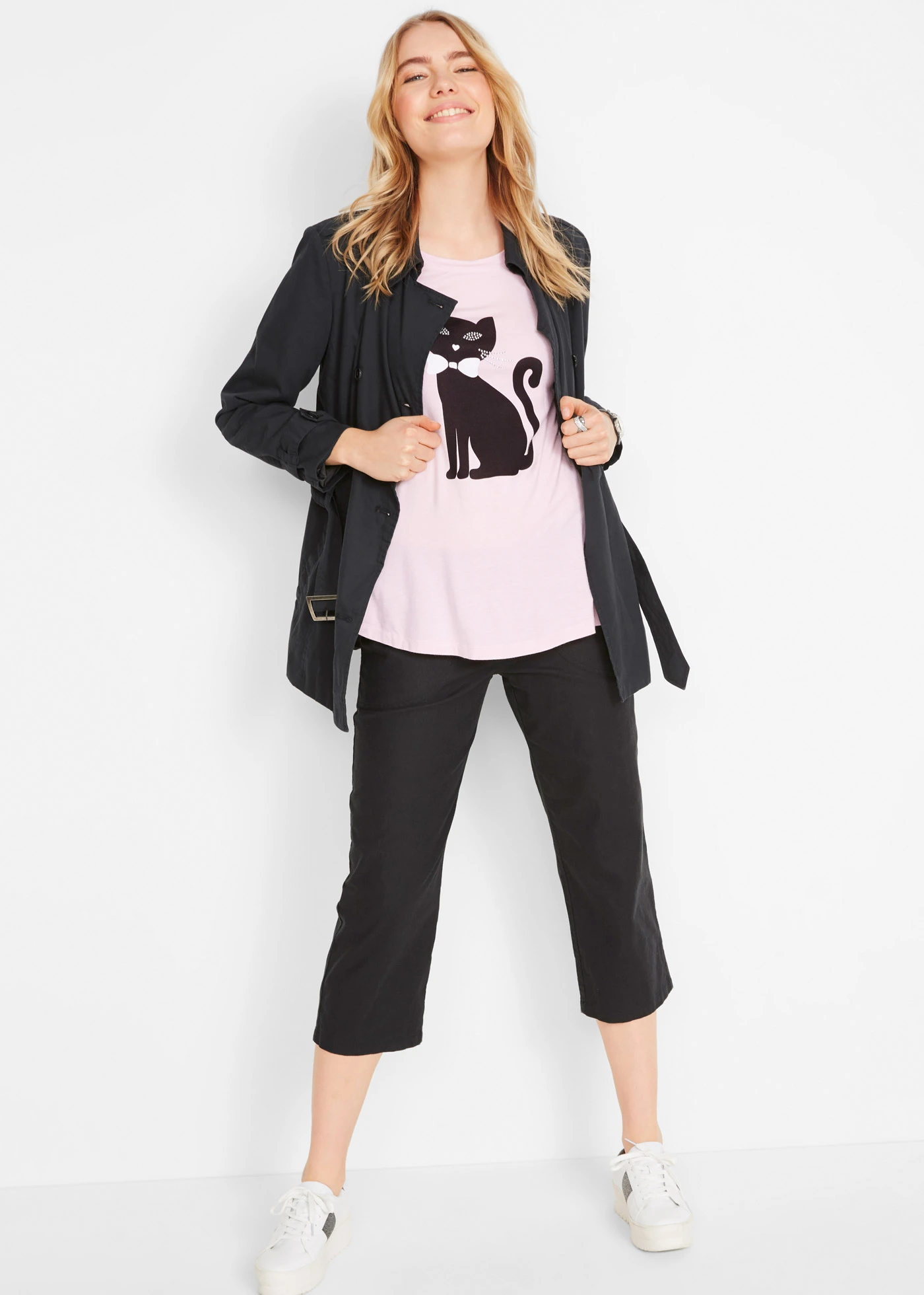 Trench-coat court • noir • Boutique bonprix