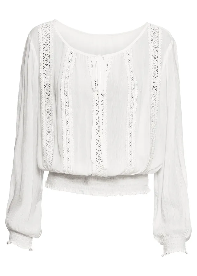 Bluzka z miękkiej wiskozy • biel wełny • sklep bonprix