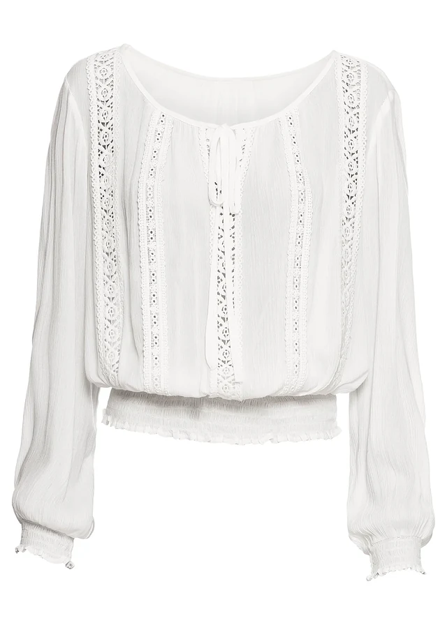 Blouse en viscose douce, Couleur: écru