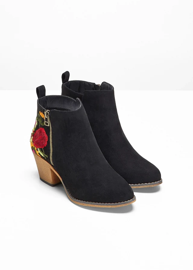 Bottines western avec broderies, Couleur: noir