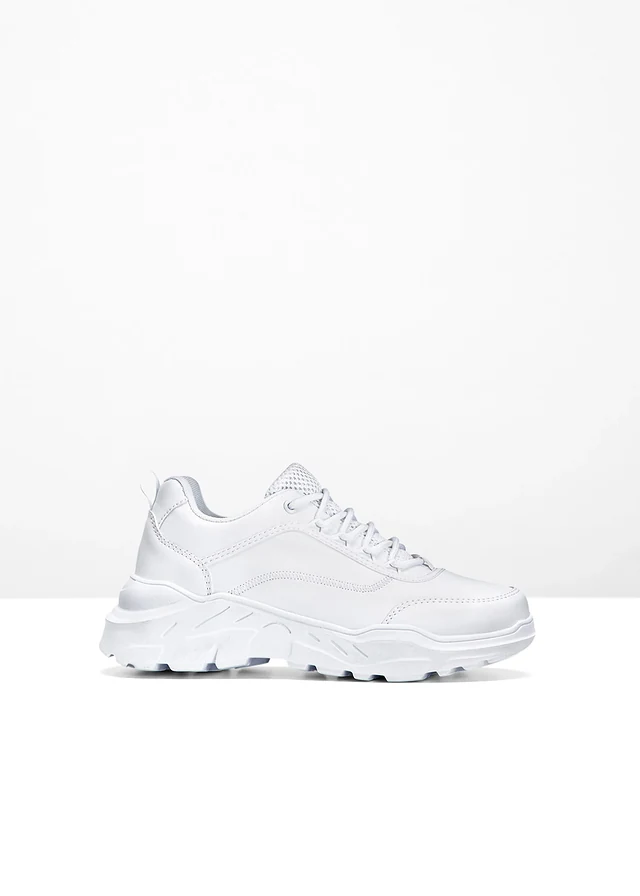 Chunky sneakers met een lichte zool, Kleur: wit