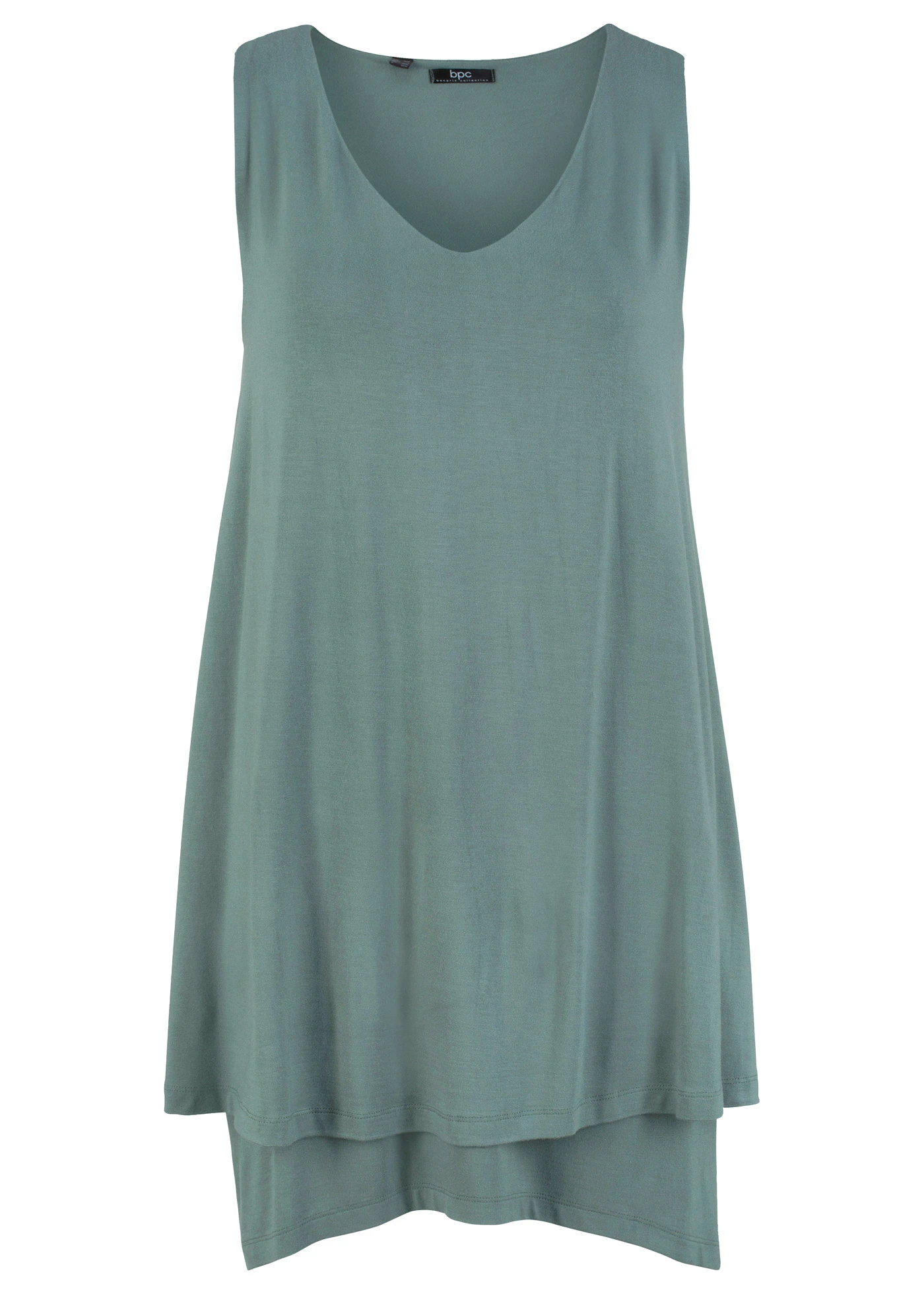 Długi top dwuwarstwowy z mieszanki wiskozy • zielony eukaliptusowy • sklep bonprix