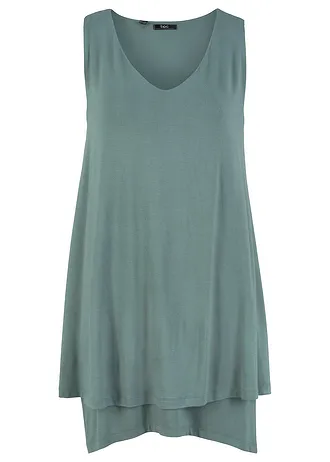 Top lung cu aspect suprapus din amestec cu viscoză • verde eucalipt • magazin bonprix