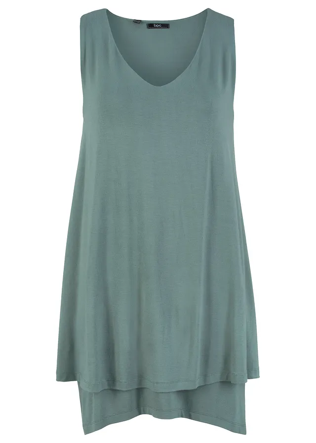 Dvouvrstvý dlouhý top z viskózové směsi • eukalyptově zelená • bonprix obchod