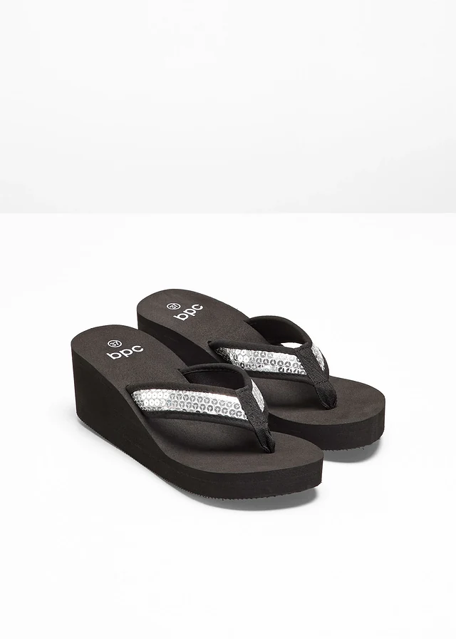 Mules compensées, Couleur: noir