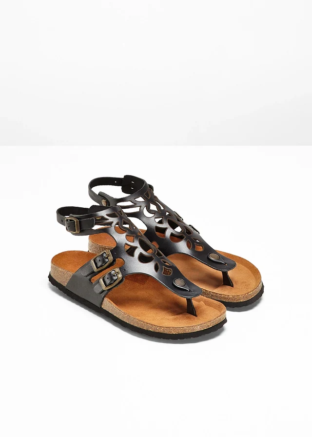 Sandales entredoigts en cuir • noir • product-page.page-title-suffix