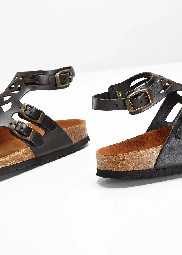 Sandales entredoigts en cuir • noir • product-page.page-title-suffix