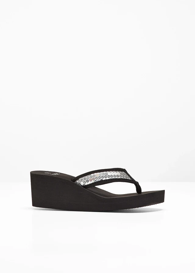 Sleehak slippers, Kleur: zwart