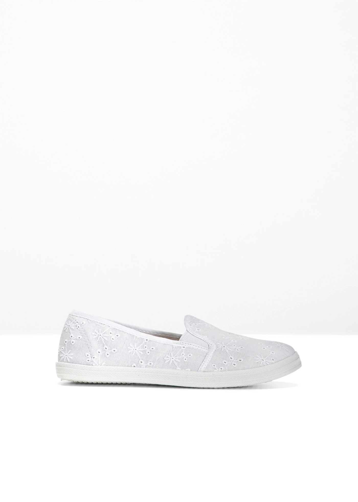 Slippers met broderie anglaise • wit • bonprix online shop