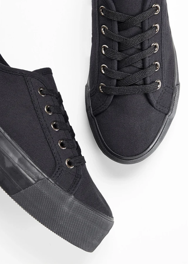 Plateau sneakers van katoen-canvas • zwart • product-page.page-title-suffix