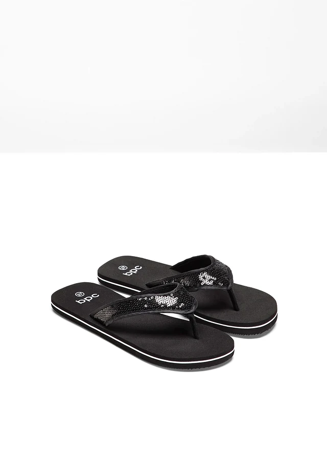 Mules entredoigt avec sequins, Couleur: noir