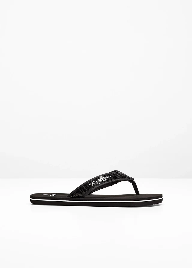 Mules entredoigt avec sequins, Couleur: noir