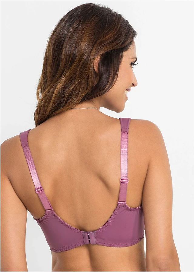 Beugel bh met gewatteerde schouderbandjes (set van 2), Kleur: mat bessen+mat roze