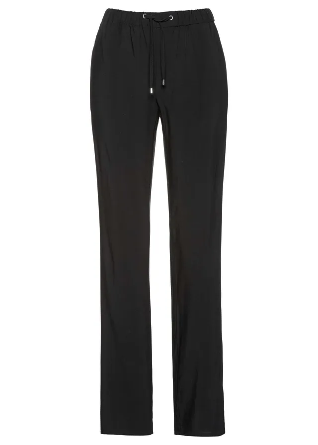 Pantaloni din viscoză cu talie elastică