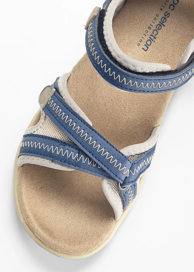 Sandalen, Kleur: donkerblauw-beige