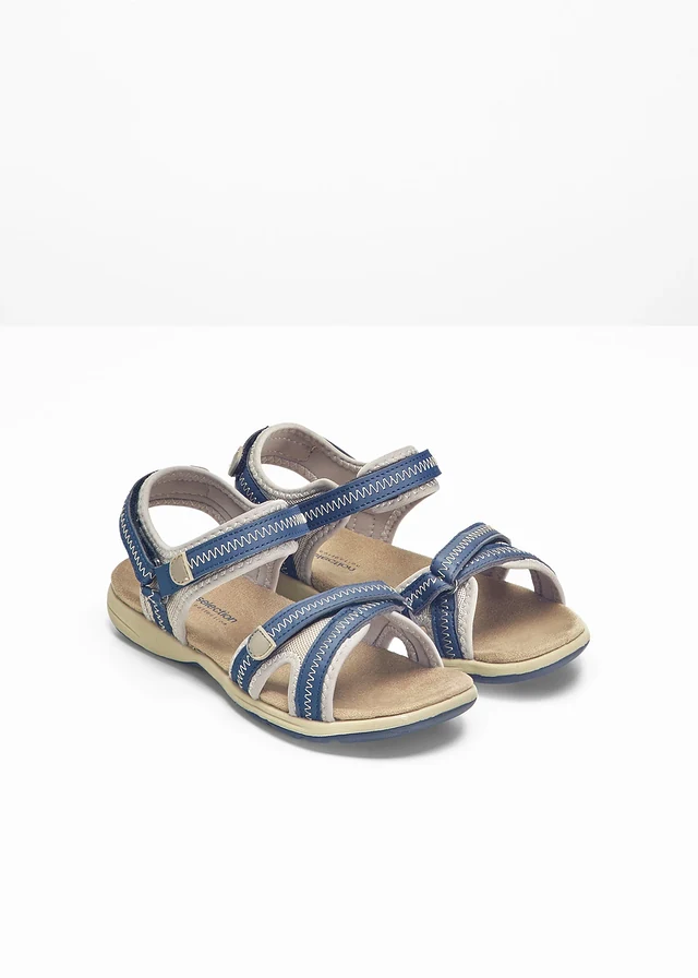 Sandalen, Kleur: donkerblauw-beige