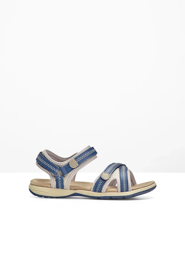 Sandalen, Kleur: donkerblauw-beige