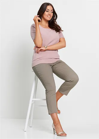 7/8 kalhoty bez zapínání, se strečem, barva: hnědošedá