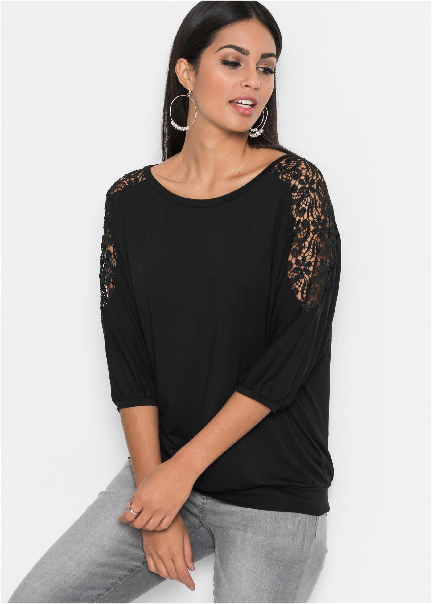 Oversized shirt in een viscosemix • zwart • bonprix online shop