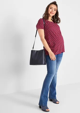 Bluză gravide 2 buc., din bumbac organic, cu buline • mov + alb buline • magazin bonprix