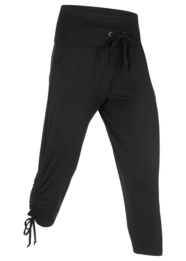 Pantaloni capri cu șnururi de încrețire la tiv