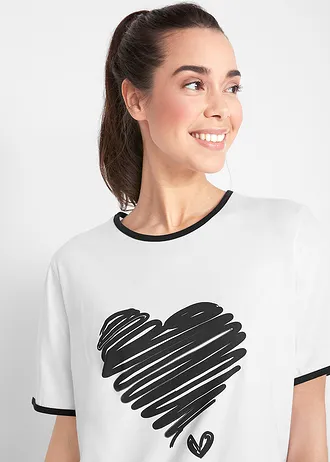 Lang shirt (set van 2), korte mouw • wit+zwart • bonprix online shop