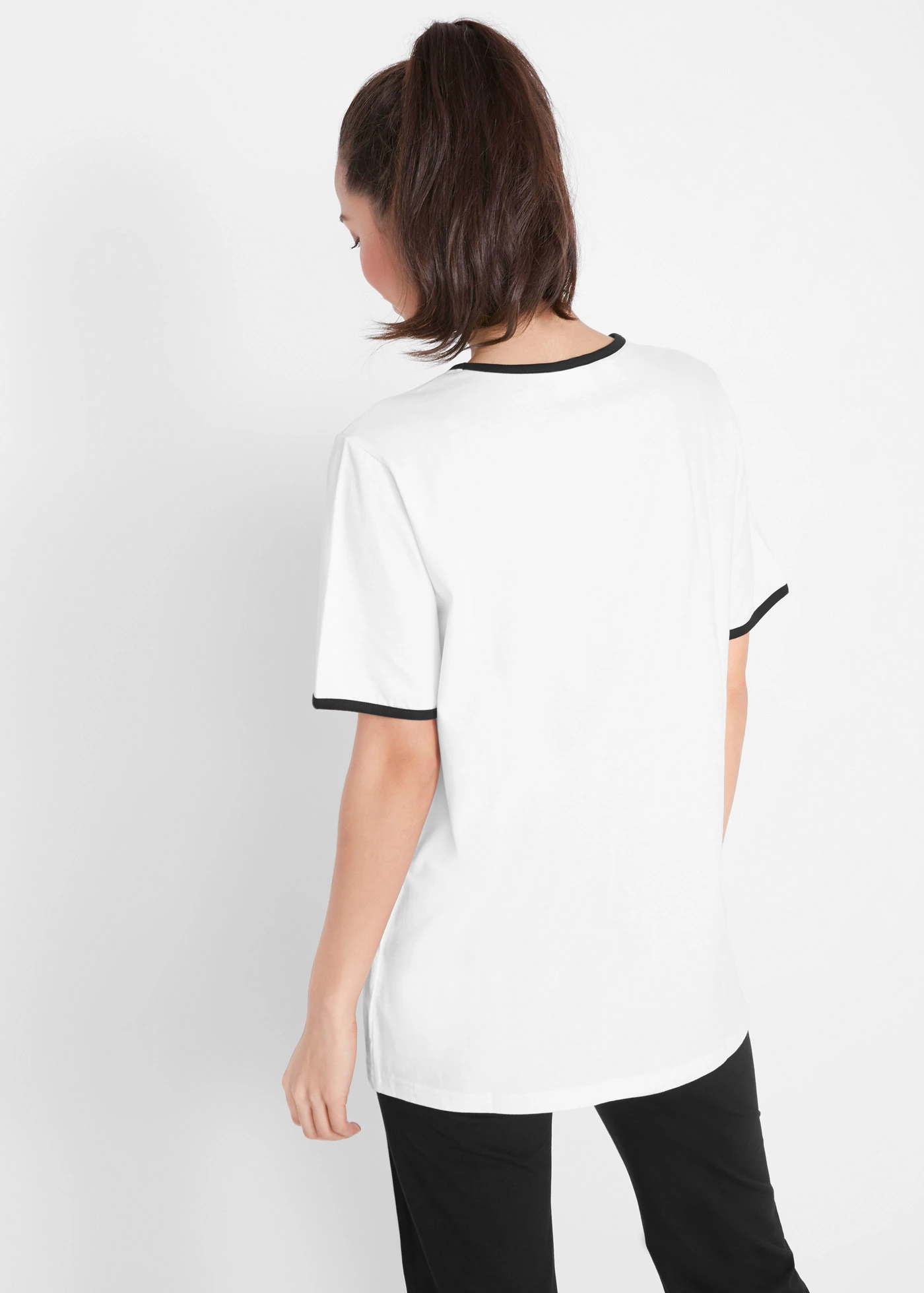Lang shirt (set van 2), korte mouw • wit+zwart • bonprix online shop