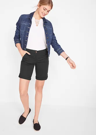 Stretch bermuda, Kleur: zwart