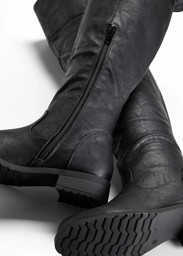 Overknee laarzen, Kleur: zwart