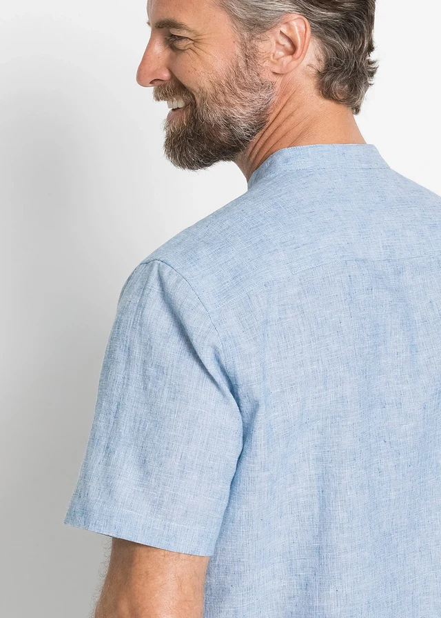 Overhemd met korte mouwen in een luchtige linnenmix • lichtblauw gemêleerd • product-page.page-title-suffix